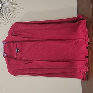 Talbots: Buttonless cardigan/ ribbed texture/ fold down collar/ Sz: 1x.